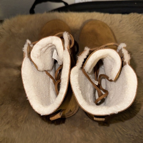 Koolaburra by UGG Advay Women's Winter Boots 8 Chestnut Brown Lace Up Faux-Fur - Picture 4 of 7